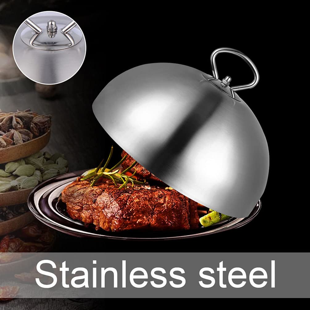 BESTonZON Cloche Alimentaire en Acier Inoxydable,Cloche à Hamburger,Cloche Teppanyaki,30 cm,Cloche en métal pour la Nourriture, Le Fromage, Les gâteaux, Les Aliments, Les Restaurants, la Cuisine