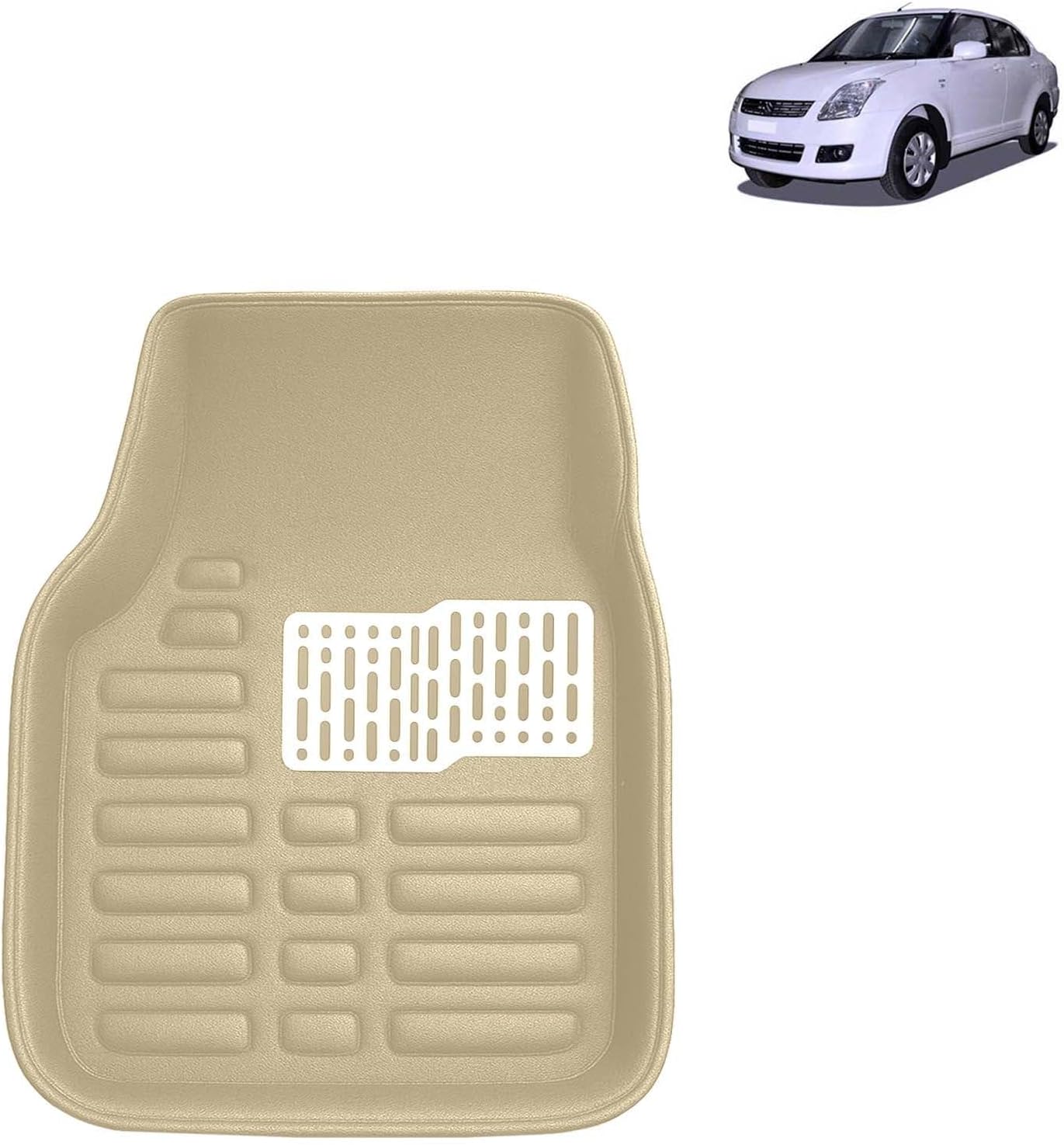 Kingsway Accessories Premium 4D Car Floor Mats Only Compatible with Maruti Suzuki Swift Dzire Year 2008 to 2012 All Model, Set of 3 Pcs, 100% Waterproof Tray Shape PVC 4D Car Foot Mats, Beige
