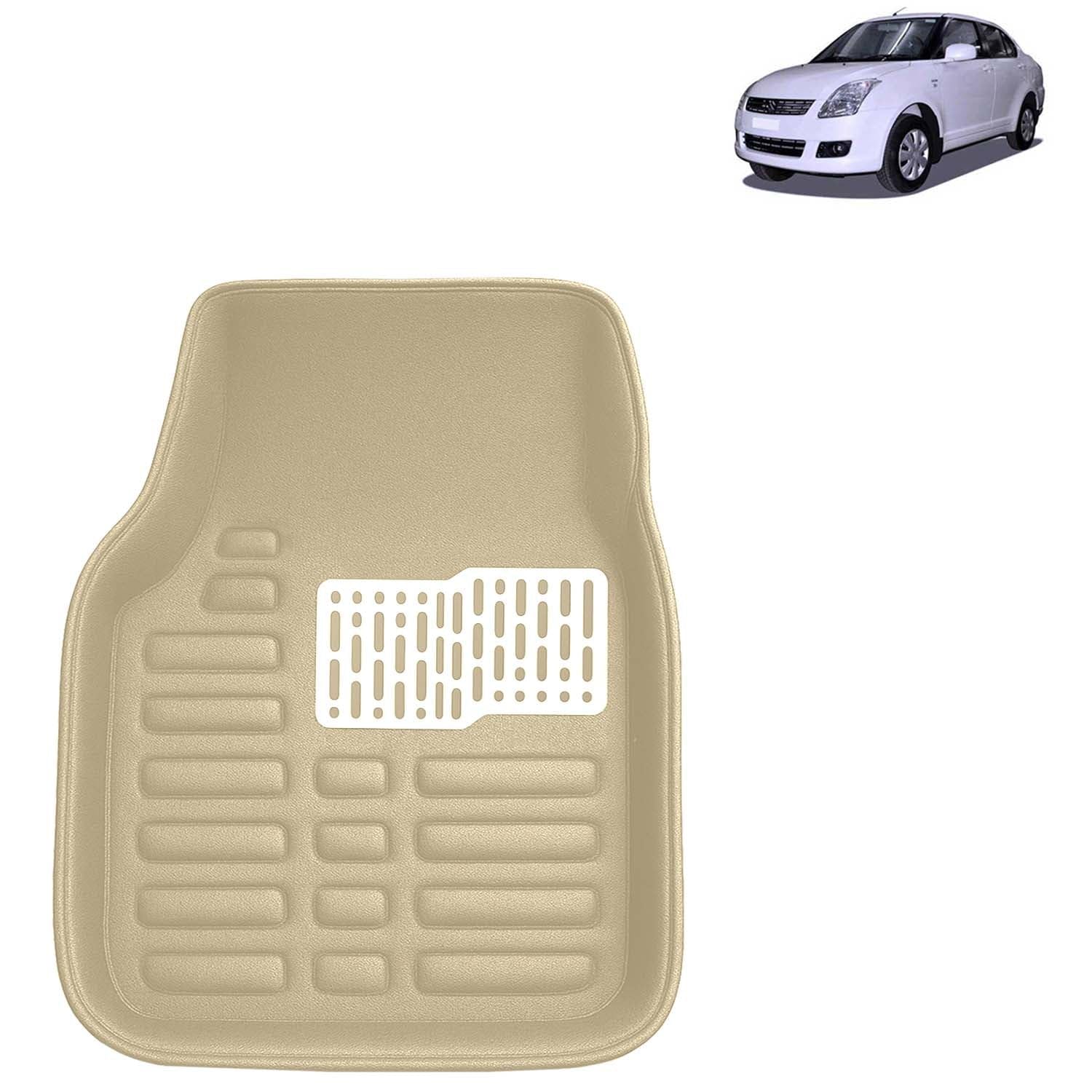 Kingsway Accessories Premium 4D Car Floor Mats Only Compatible with Maruti Suzuki Swift Dzire Year 2008 to 2012 All Model, Set of 3 Pcs, 100% Waterproof Tray Shape PVC 4D Car Foot Mats, Beige