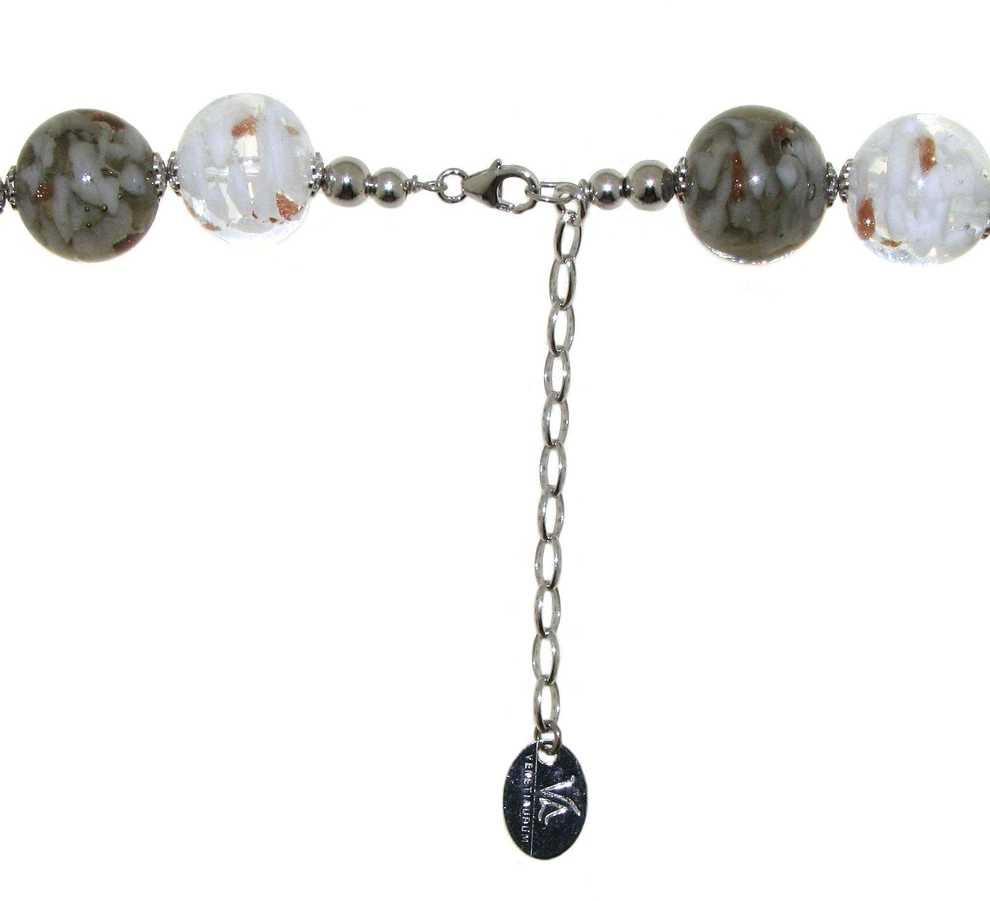 Venetiaurum - Collana Girocollo Con Sfere In Vetro Originale Di Murano E Argento 925 - Gioiello Made In Italy Certificato