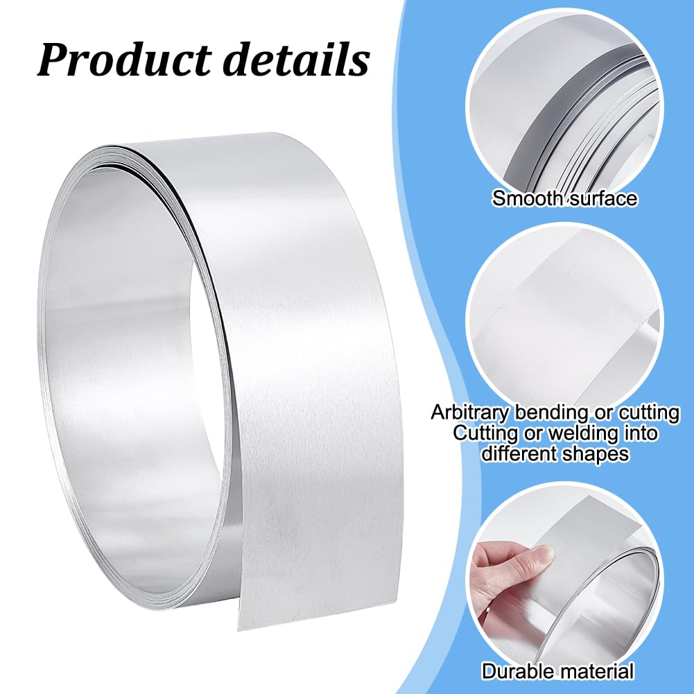 PH PandaHall 5m x 5cm Solin en aluminium Feuille D'Aluminium Rouleau de Tôle D'Aluminium de 0.4mm pour Sceller les Portes et Fenêtres de Bricolage