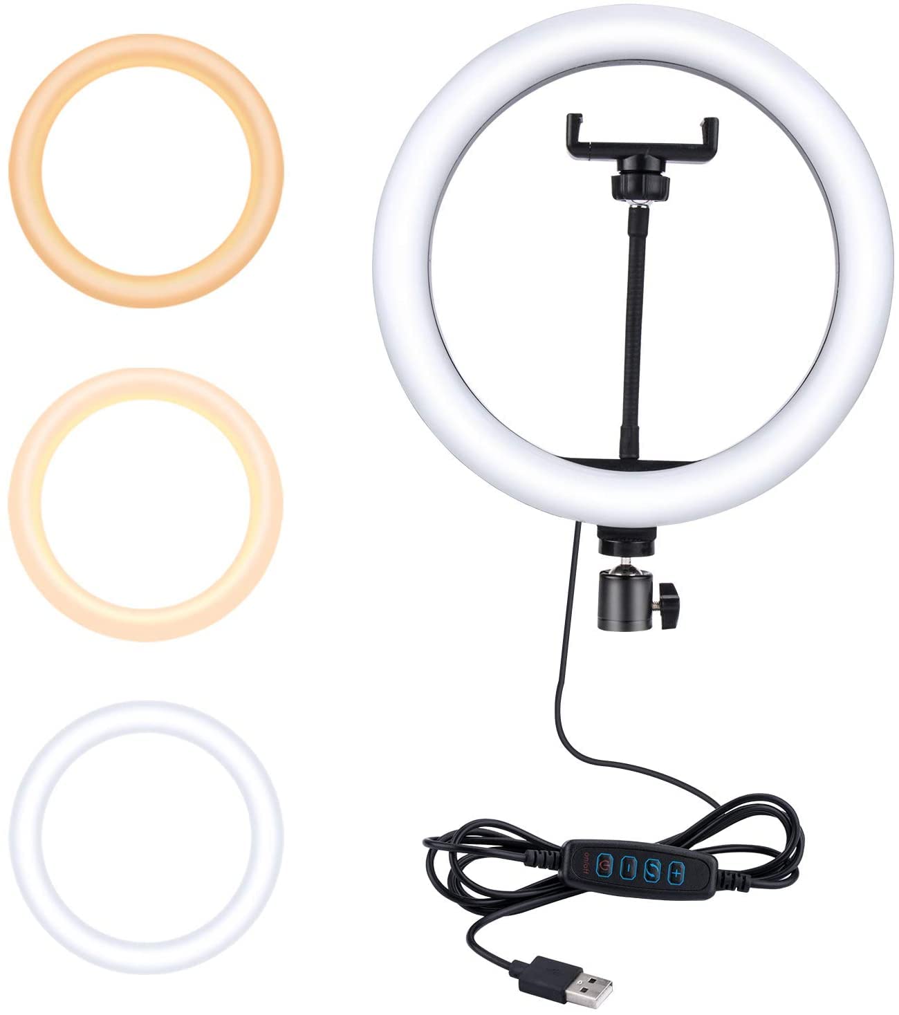 Flamesio 10" Ring Light Replacement, Livelit Dimmable Selfie Ring Light for YouTube, TikTok, Twitch Live Streaming, Vlogs, Makeup, Photography Compatible with iPhone & Android Phones