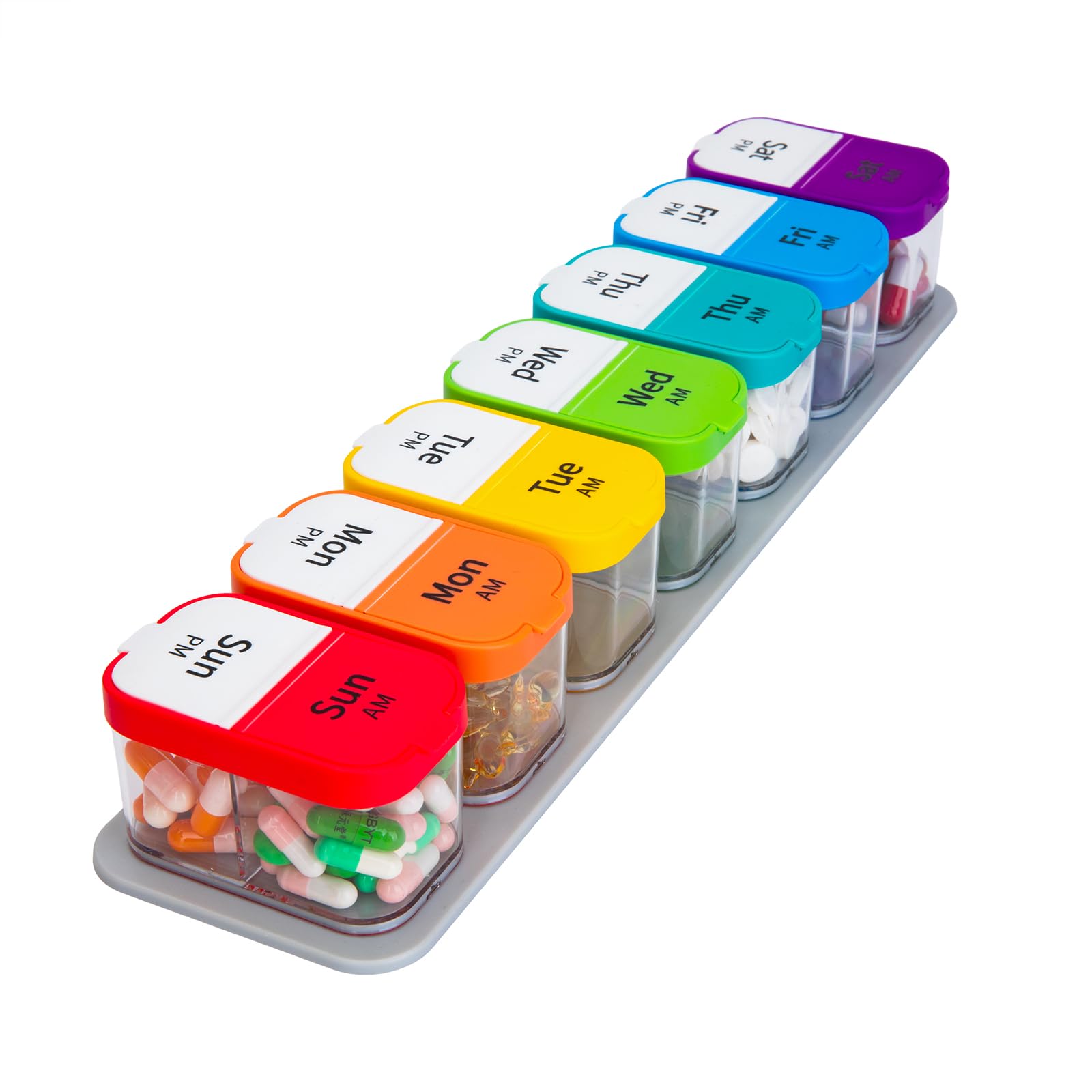 Weekly Pill Organizer Extra Large Am Pm Medicine Container with Removable Compartments BPA-Free Pill Sorters 7 Days 2