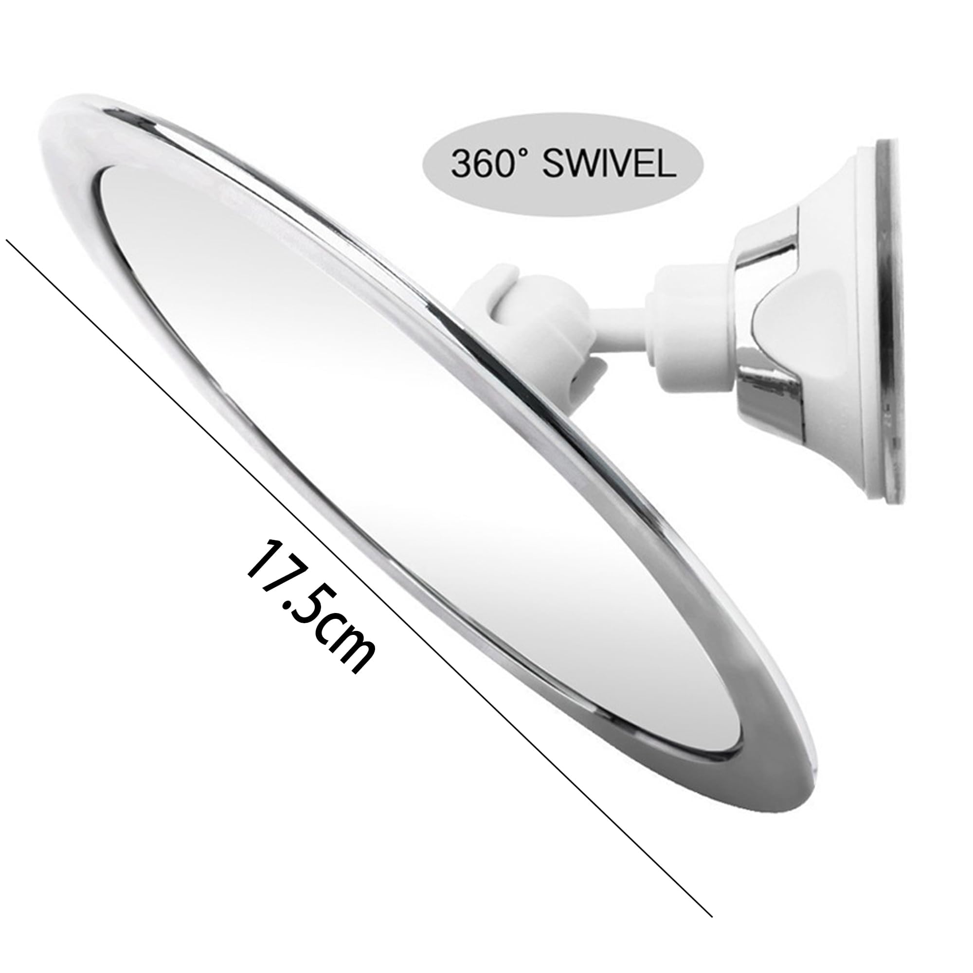 Specchio Doccia con Ventosa, Piccolo Specchio Da Bagno A Parete Senza Adesivo,Specchio Barba In Plastica Infrangibile, Specchi da Barba Antiappannamento, 17 inch(Cerchio)