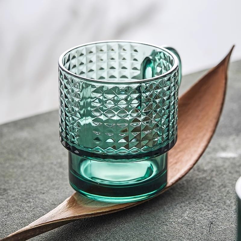 Tazas de vidrio apilables para ahorrar espacio juego de 2 copas de te y leche 5