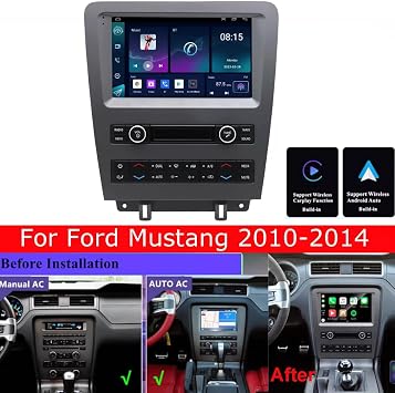 9 Inch Car Stereo for Ford Mustang 2010 2011 2012 2013 2014 Double Din Touch Screen Android 14 Car Audio Receiver w/Wireless Carplay Android Auto GPS Navigation Bluetooth FM AHD SWC Backup Camera
