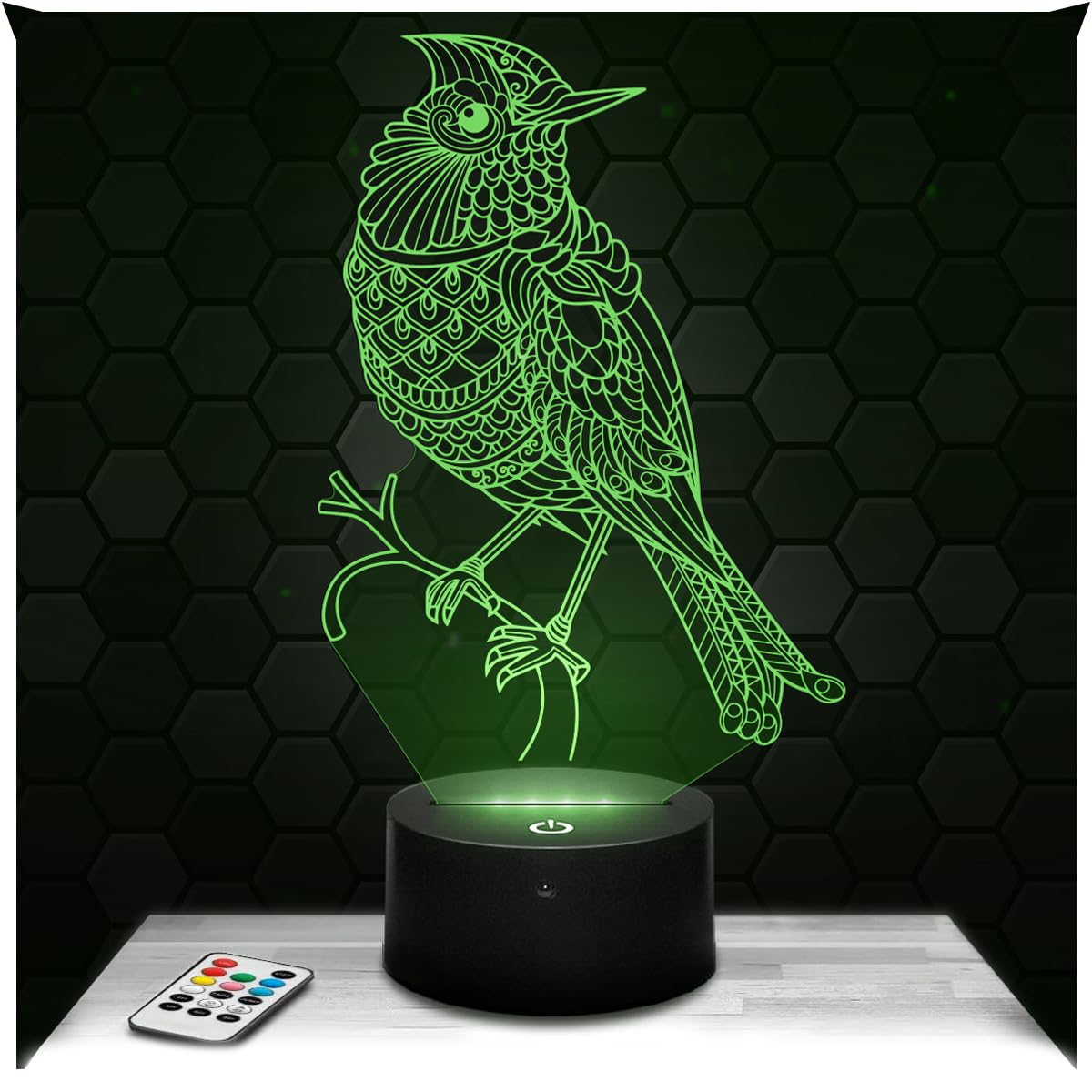 Lampephoto.fr - Bird Mandala 3D Lamp Decoration Animal Hummingbird, Gift idea for Men and Women, Bird Mandala Object, Adult Night Light, Bedroom Decor, Original Christmas, Gift idea for Men and Women