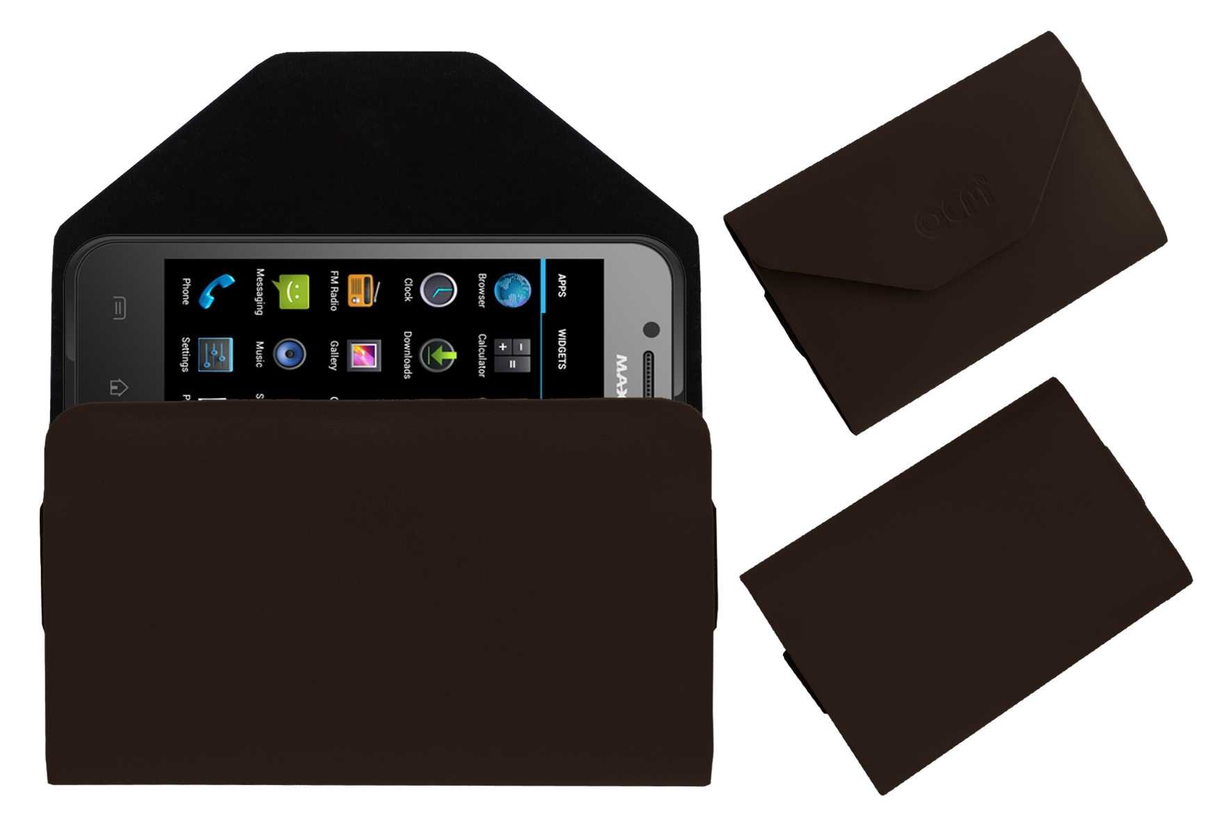 ACM Flip Flap Pouch Case Compatible with Maxx Ax40 Mobile Leather Cover Brown