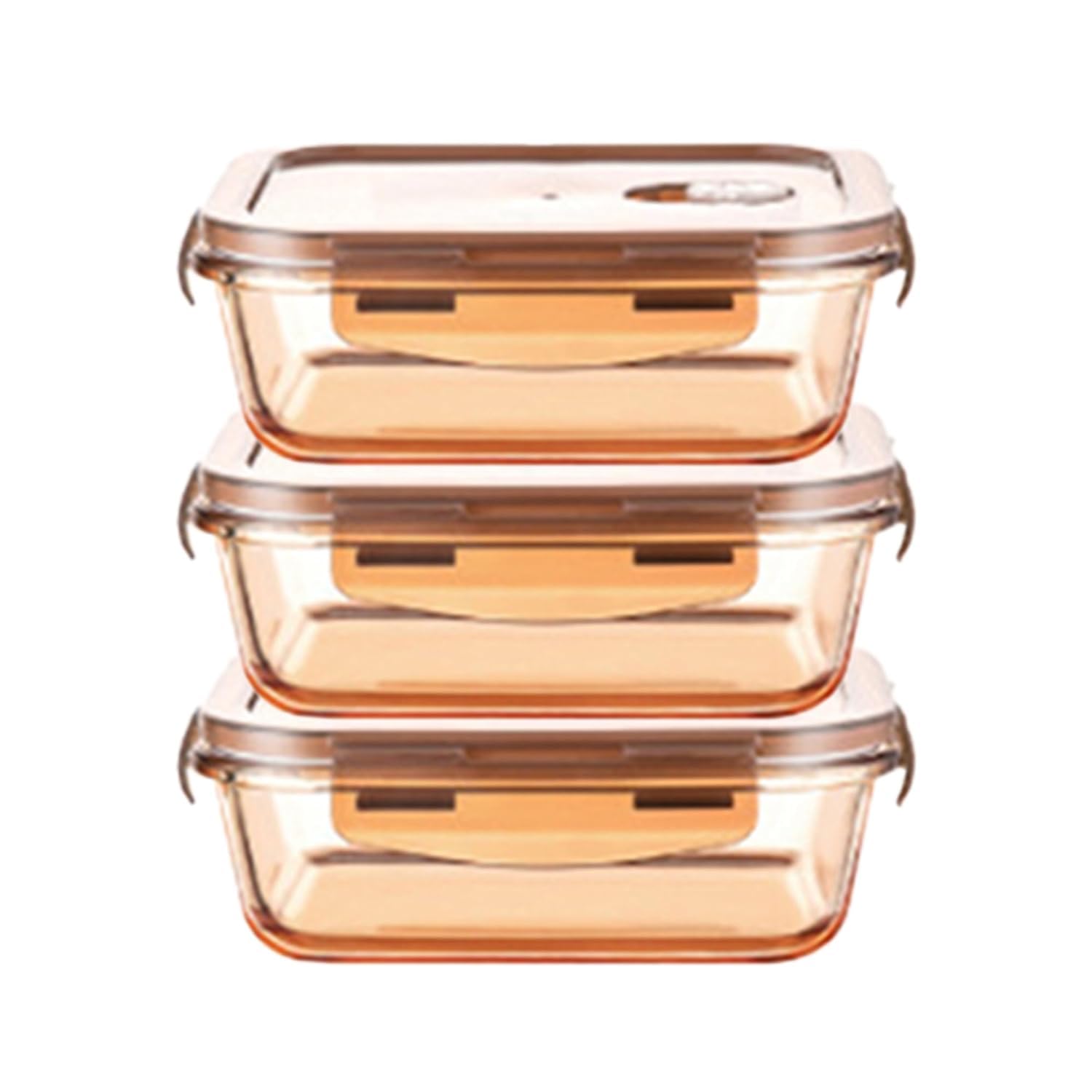 Kuber Industries Pack of 3 Borosilicate Glass Kitchen Containers Set with Airvent Pp Lid | Airtight Rectangular Fridge Storage Boxes for Grains, Pulses, Spices, Snacks | 600 ml Each | Transparent