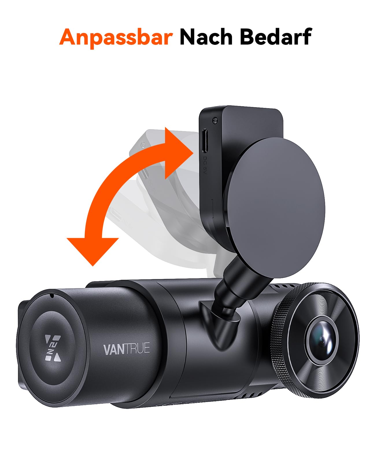 VANTRUE GPS Saugnapfhalterung für N5S/N4PS/N4S/N2X Dashcam Auto Kamera, GPS-Aufzeichnung (Position, Fahrroute und Geschwindigkeit), USB-C Port, unterstützt Verbindung mit LT01 LTE-Modul