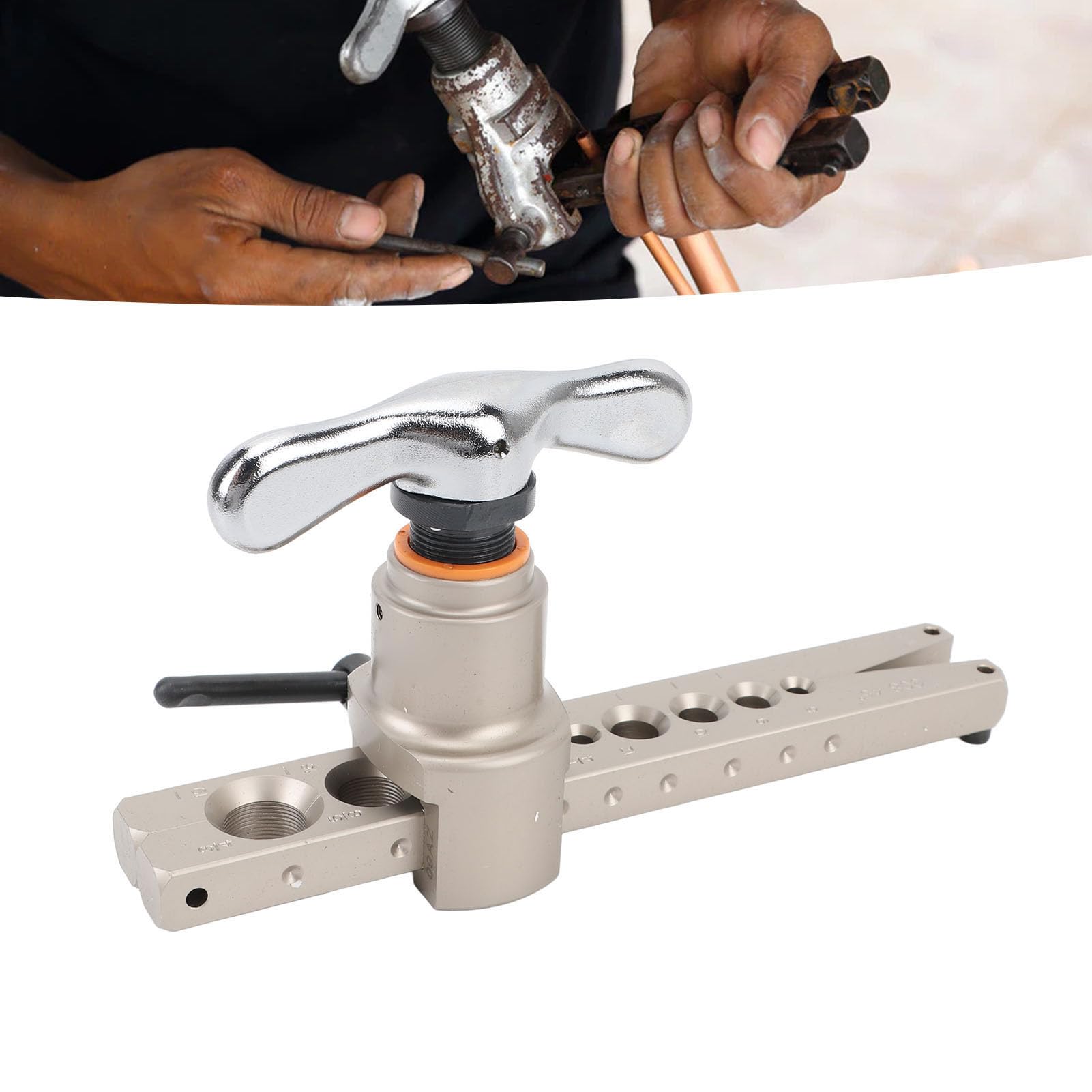 Herramienta de abocardado de tubos de cobre y acero con alto contenido de carbono y barra expansora de tubos para mantenimiento, medidas métricas e imperiales con 9 orificios para
