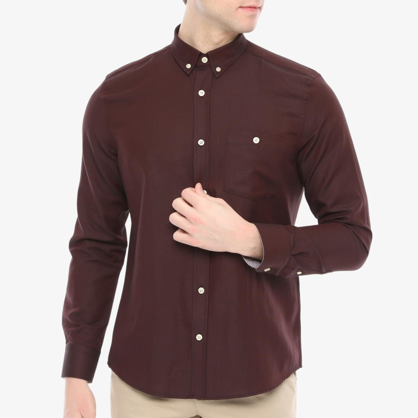 Xact Chemise Oxford à Manches Longues avec col boutonné pour Homme
