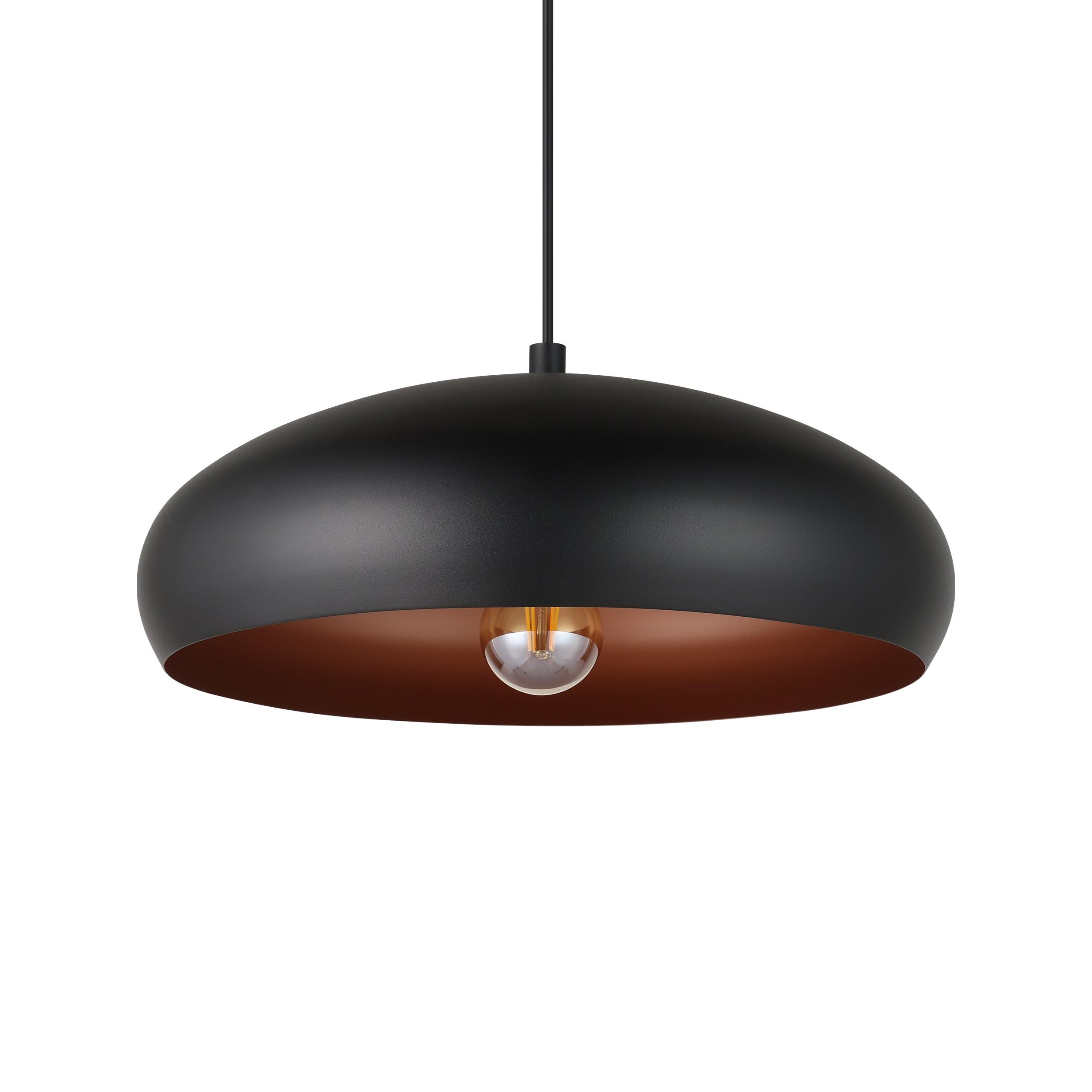 EGLO Pendelleuchte Mogano 1, 1 flammige Hängelampe Vintage, Industrial | Hängeleuchte aus Stahl in Schwarz, Kupfer, Esstischlampe, Wohnzimmerlampe hängend mit E27 Fassung