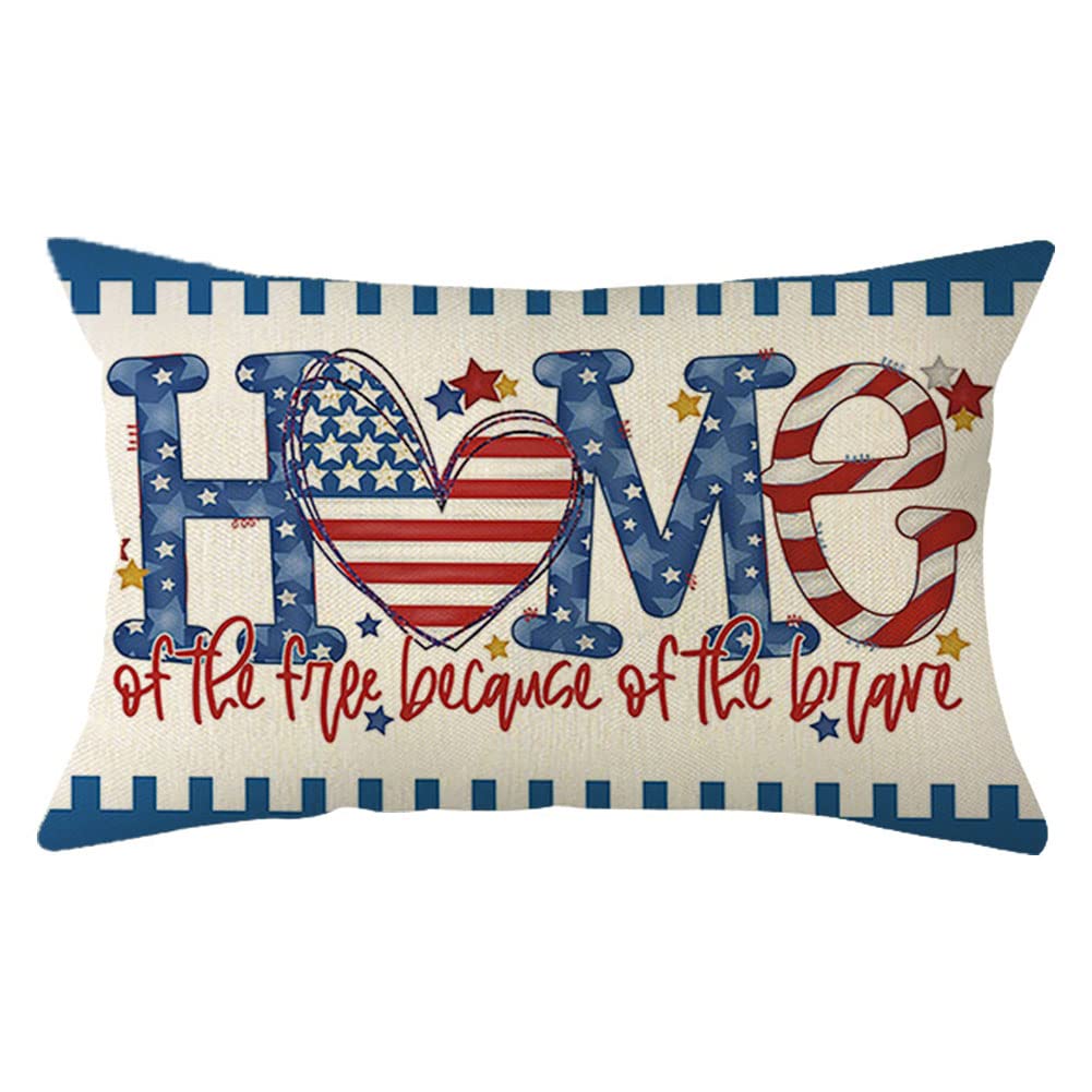 NUTEEN Funda De Cojín Patriótica Independencia Del 4 De Julio, 12 X 20 Pulgadas, Diseño De Rayas Vintage De Madera, Bandera De Estados Unidos, Decoración De Estrellas Para Sofá