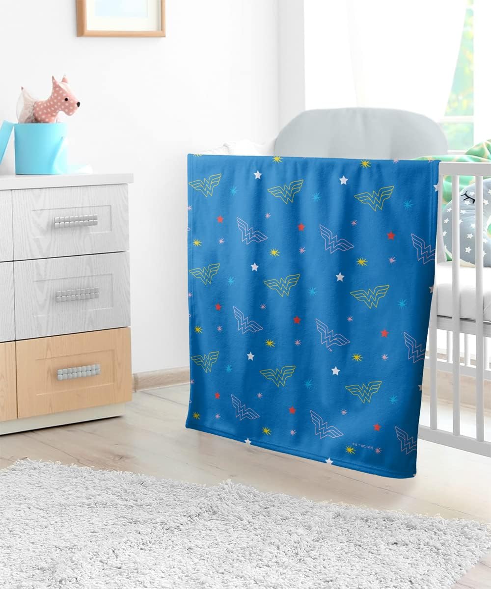 LOGOVISION Wonder Woman Lightweight Baby Blanket, 30"X40", Wonder Pattern Unisex for Infants Girls & Boys