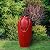 Teamson Home 32" Glazed Red Outdoor Water Fountain - Outdoor Décor Freestanding Floor Feature with Built-in LED Light, Glossy Red