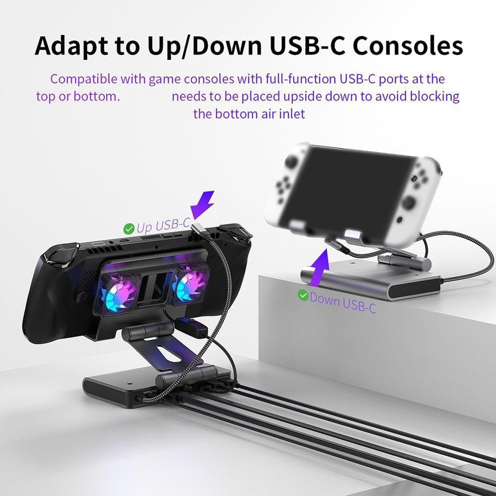 per Nintendo Switch 2 Dock di espansione di raffreddamento con radiatore a doppia ventola, supporto in lega di alluminio 4K 144Hz, per uso domestico e in viaggio compatto 16 x 12 x 9 cm