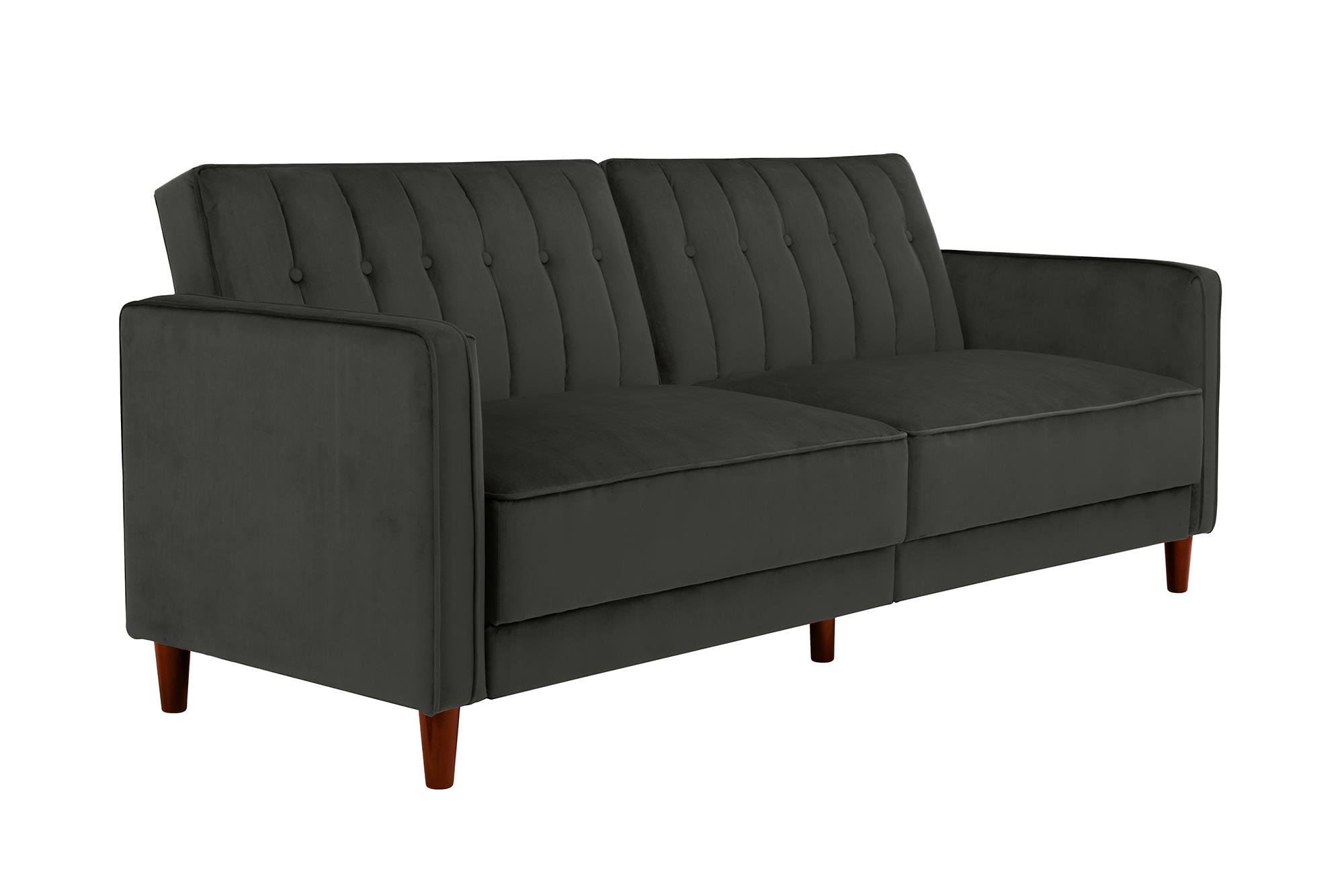 Dorel Pin Tufted Grey Velvet Transitional Sofa Bed