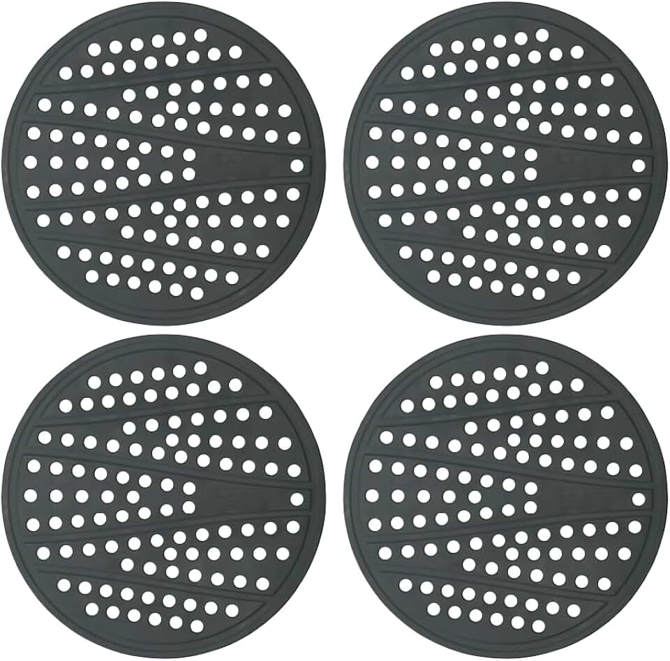 Protetor de Silicone Atóxico para Fogão de Indução Naxos - Conjunto com 04 unidades – Resistente até 240 °C, Antiderrapante. Produção Nacional, almofada protetora contra riscos. Cor: Preto