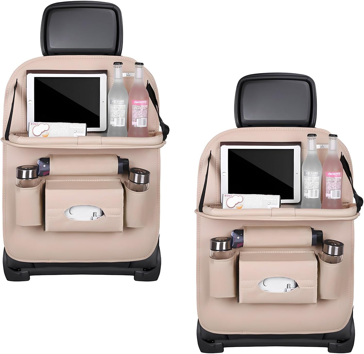 KYHDERFT Car Seat Back Storage for Kia EV6|Sportage|Ceed XCeed |Sorento |NIRO |Soul |Stinger, Backseat Organizer Pocket Foldable SeatBack Organizer,Beige