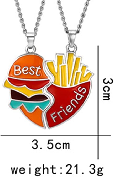 MJartoria Best Friend Necklaces Friendship BFF Necklaces for 2 Cute Hamburger and French Fries Birthday Gifts