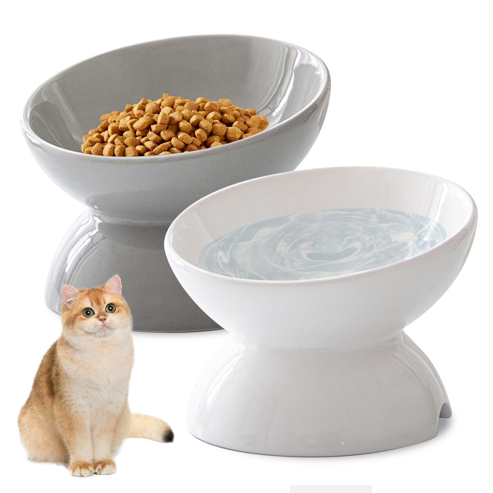 Katzennapf Erhht - 2 Stck Futternapf Katze Erhht, Erhhter Katzennapf  Keramik, Kipphals-Schutzschale Katzen Futternapf, Katzennpfe Perfekt fr  Katzen, Welpen Kleine Hunde : Amazon.de: Haustier