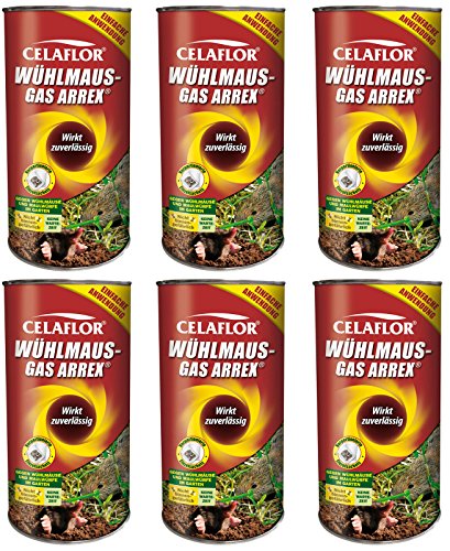 Preisvergleich Produktbild 6 x 250 g Celaflor Wühlmaus-Gas Arrex Maulwurf Vergrämungs Vertreibungsmittel