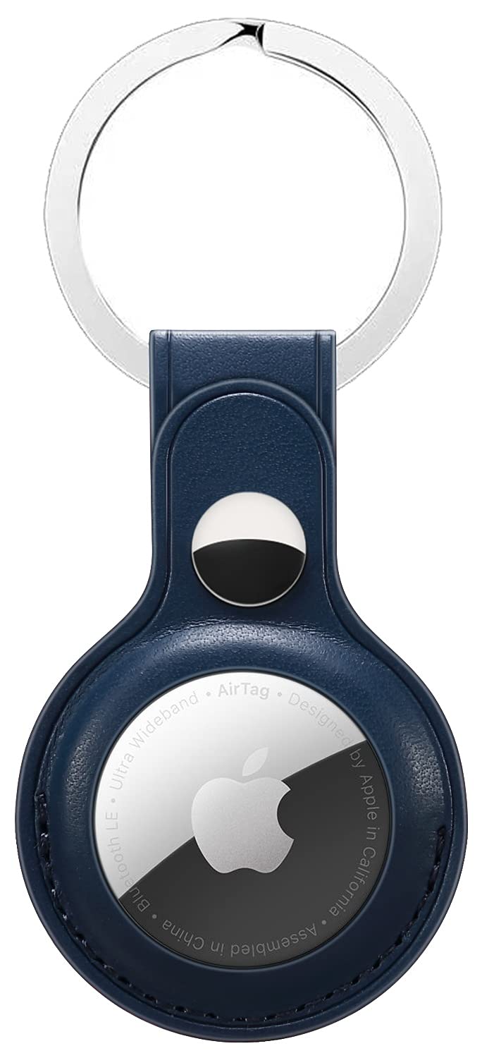 M.G.R.JM.G.R.J® PU Leather Protective Key Ring Case Cover Compatible for Apple AirTag (Blue)