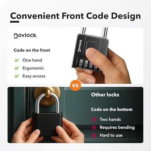 Miniatura 6 de Cerradura de combinación para exteriores e interiores, resistente, resistente a la intemperie, seguridad de 4 dígitos, candado para taquillas,