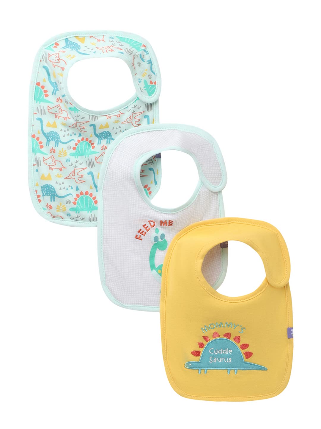 Mi Arcus Feeding, Drool Bibs with Velcro Closure for Baby Boys, Girls, Newborns, and Toddlers,0-3 Months,Cotton,Gifting/Pack of 3