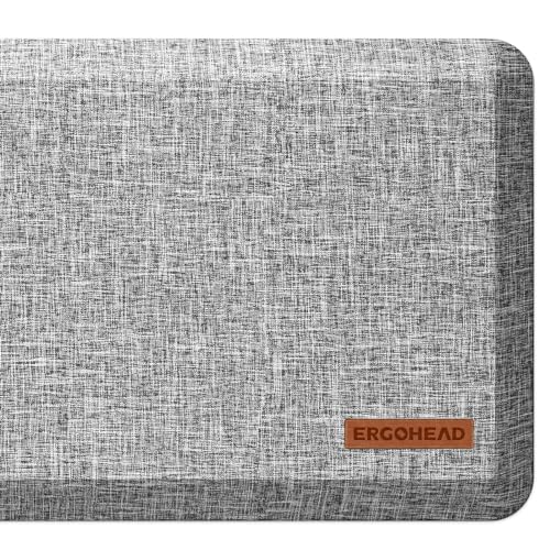 Image of Anti Slip 7 /8 inchs Anti Fatigue Kitchen Floor Mat, Ergonomic Comfort Standing Mat, Waterproof Kitchen Runner for Home, Kitchen, Office, Laundry, Garage (Light Gray, 17.3 inch x 60 inch -0.87 inch)