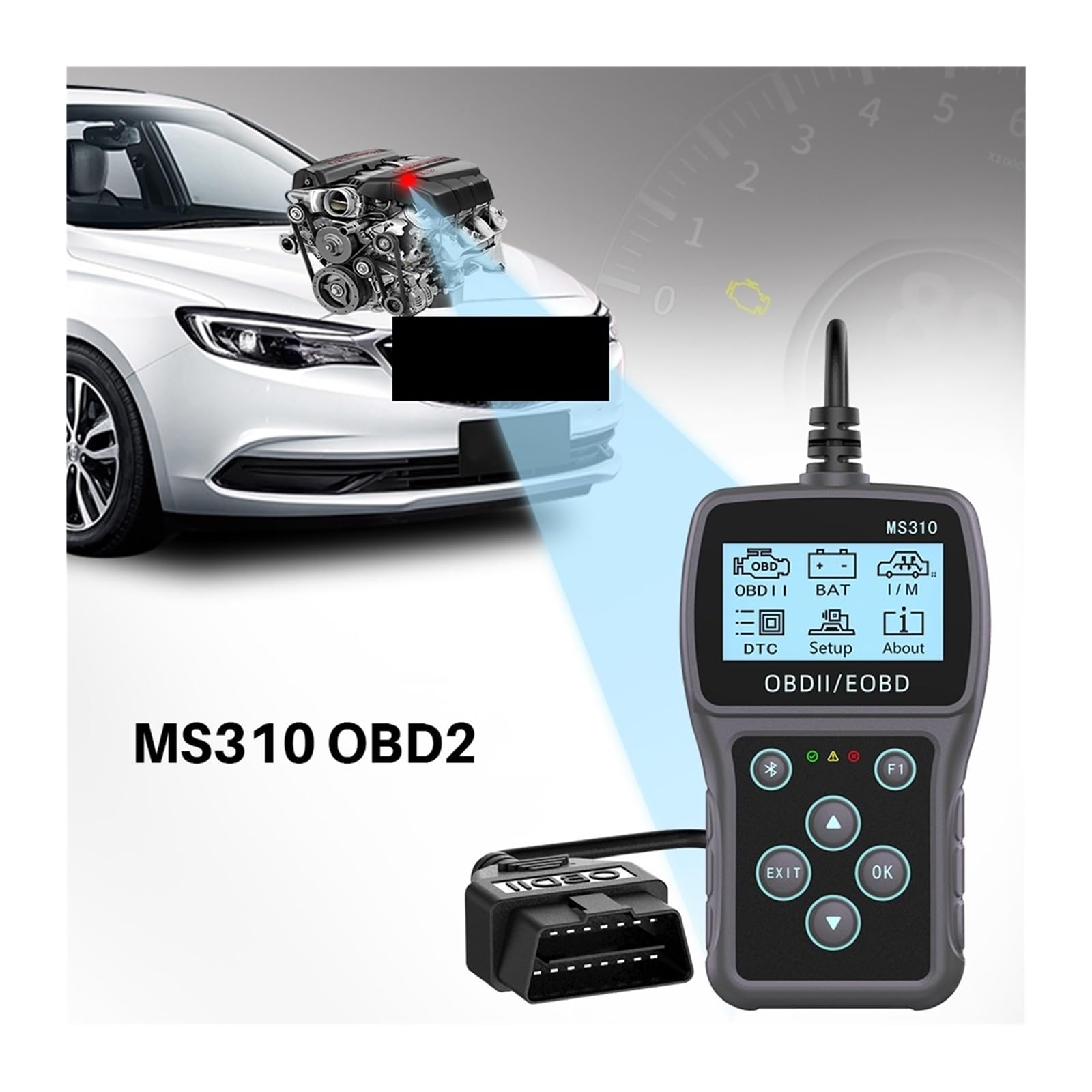 Multi-Lingue Leggi Le Informazioni del Veicolo OBDII Scanner Veicolo OBD2 2 Pezzi Lettore di codice MS310 Strumento scansione diagnostica for Auto Funziona for,Facile da Usare