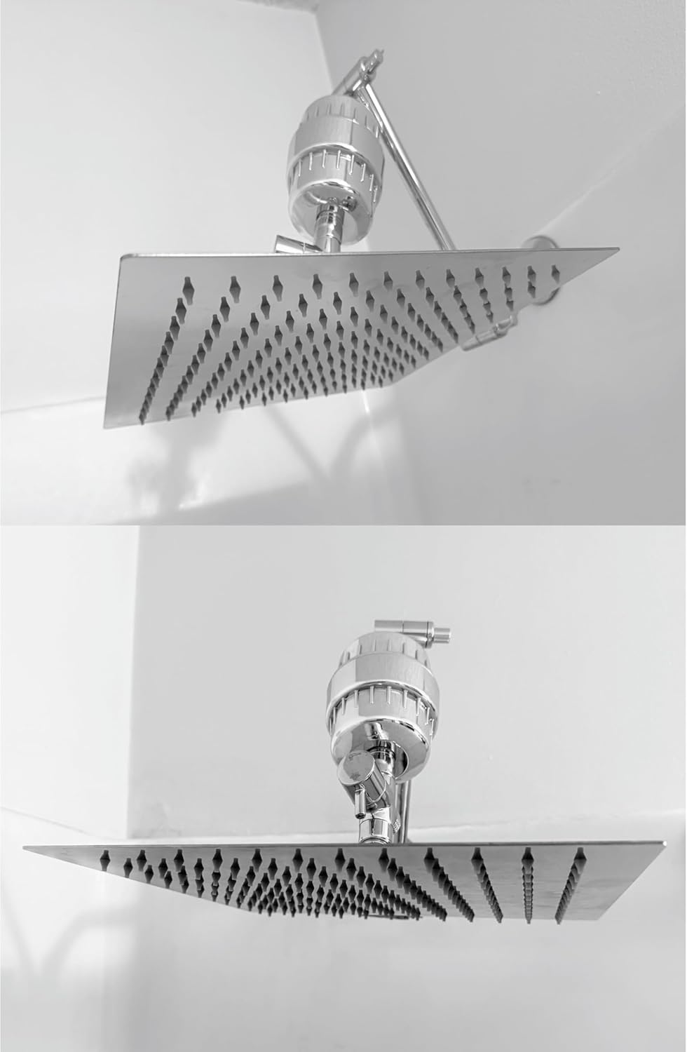 12-Inch Rain Shower Head – 304 Stainless Steel with 11-Inch Adjustable Extension Arm and 20-Stage Shower Filter – Durable Design, Easy Tool-Free Installation 12 inch Shower + Extension Arm + Filter