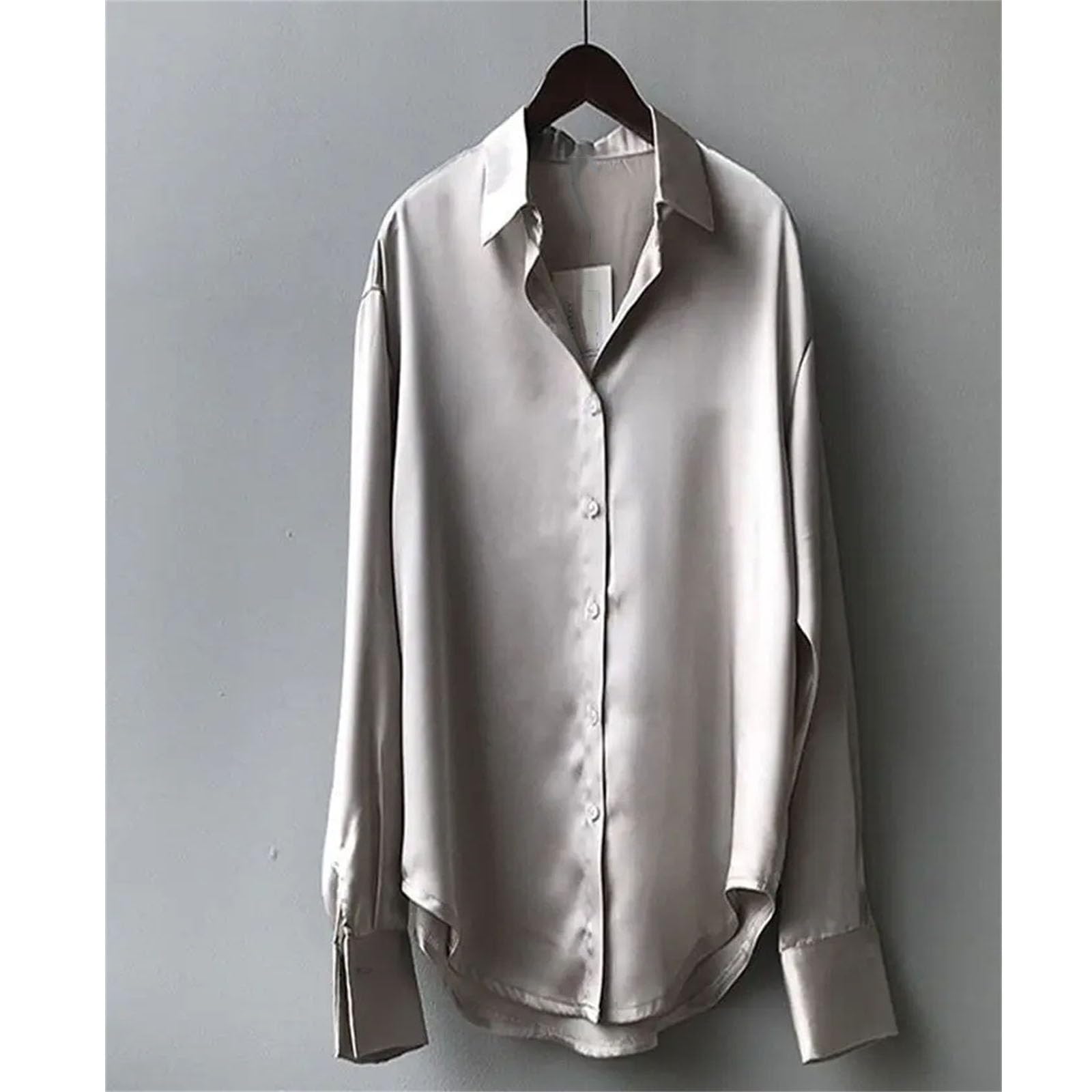 Blusa de manga larga con botones para mujer, estilo informal, de manga larga, holgada