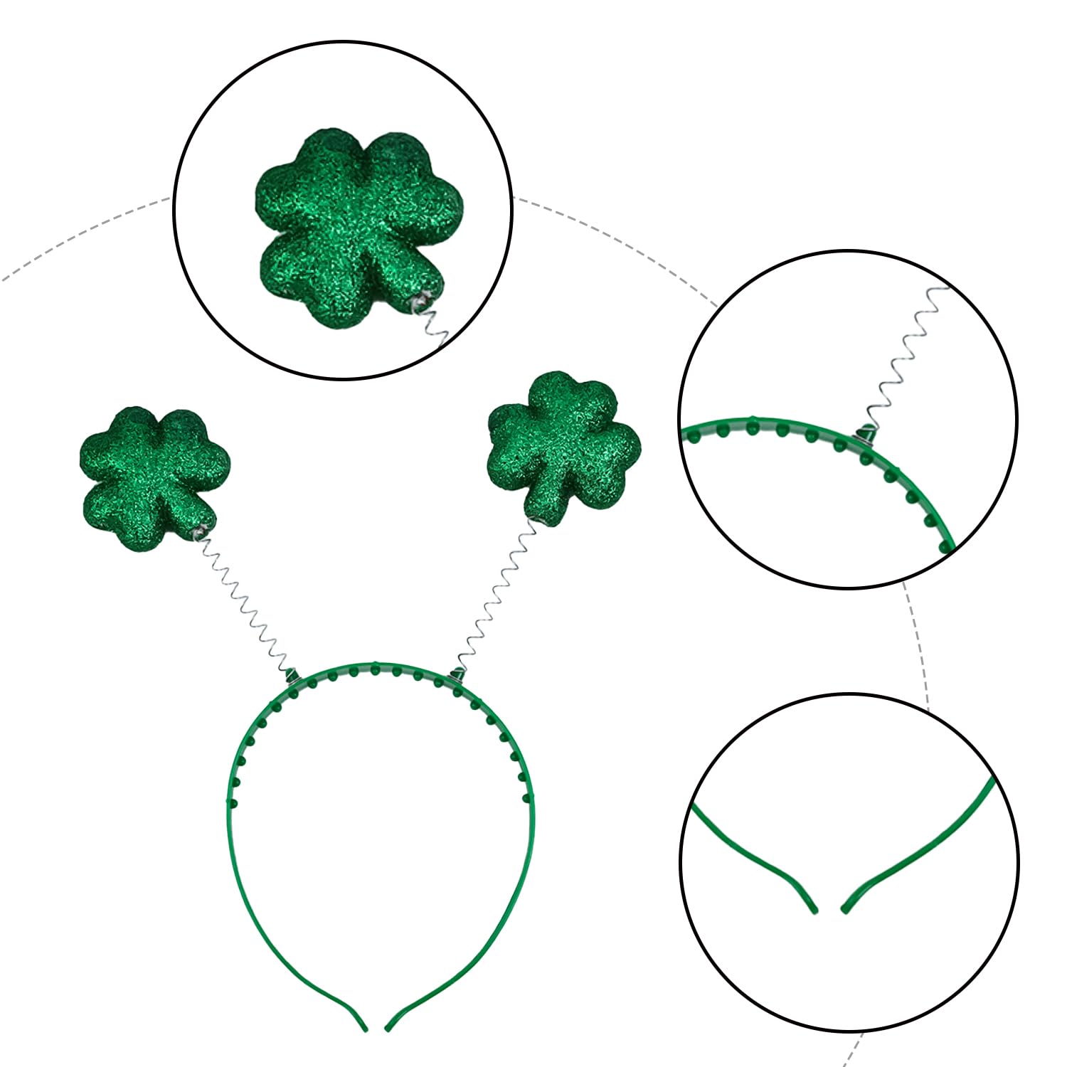 RmKbe St. Patricks Day Headband Irish Shamrock Head Bopper St Patricks Clover Hair Hoops St Patrick's Day Accessories Irish Costume Accessories (4) - Image 2
