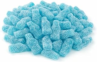 Sour Cola Bottles Gummy Candy (1 Pound, Mini Sour Blue Raspberry)