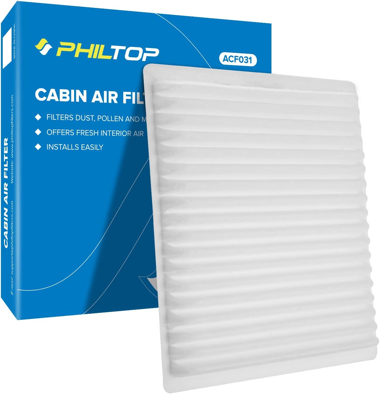 PHILTOPCabin Air Filter, Replacement for CF10547, CX9 (2007-2015), Edge (2007-2015), MKX (2007-2018), Premium ACF031 Cabin Filter with Clean Airflow, Filter Up Dust Pollen