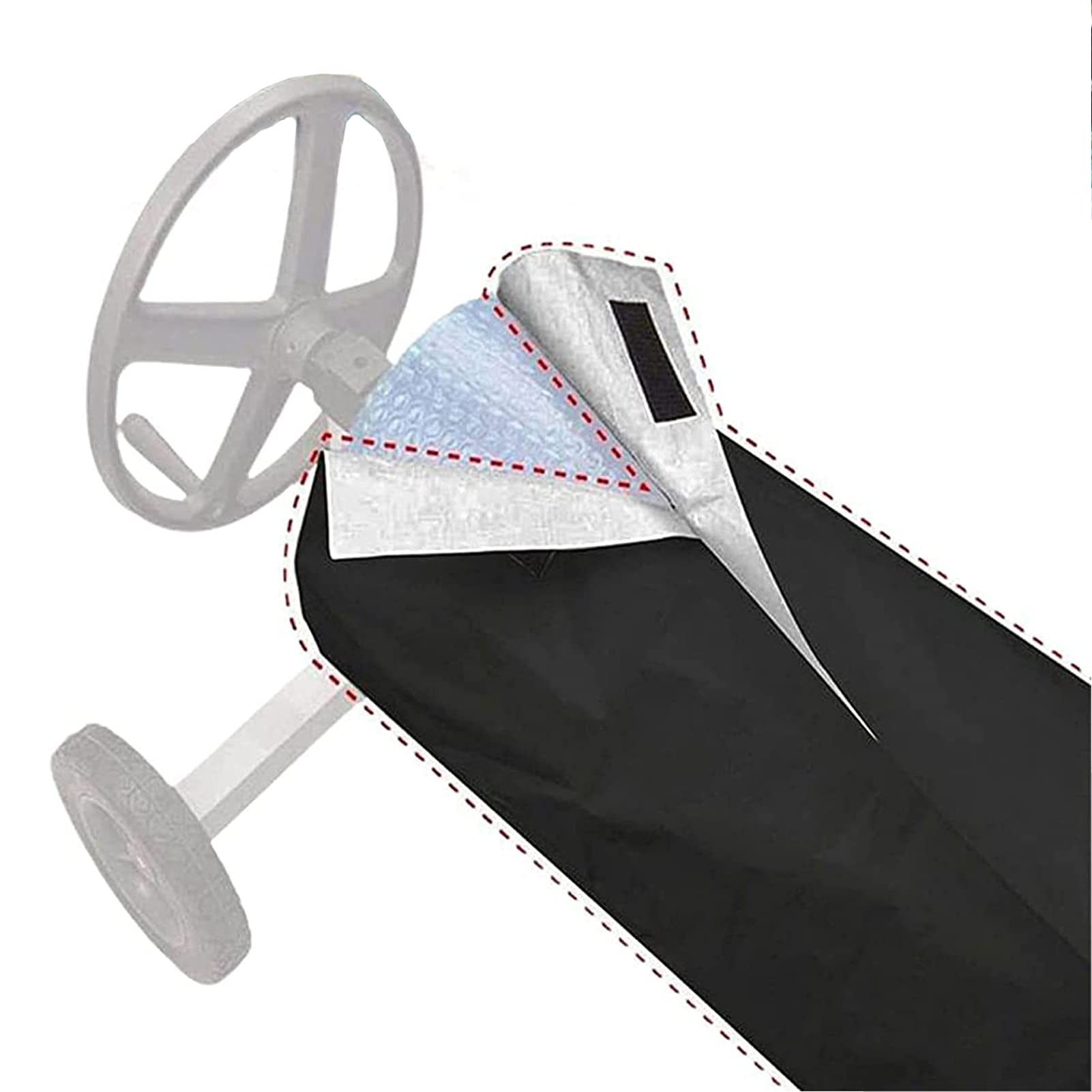 DFEO Swimming Pool Roll Cover Protector, Solar Blanket Roller Reel Waterproof Cover Sun-Screen Cover For Pools Solar Blanket, 210D, For Outdoor Heavy Duty Garden(Size: 490X96cm,Color:black)
