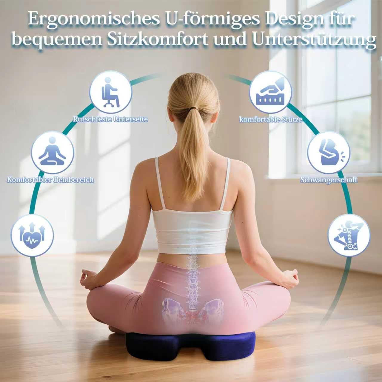 Cojín ortopédico de espuma viscoelástica – Cojín ergonómico para silla de oficina y coche para aliviar la presión y comodidad al sentarse durante mucho tiempo, antideslizante y funda