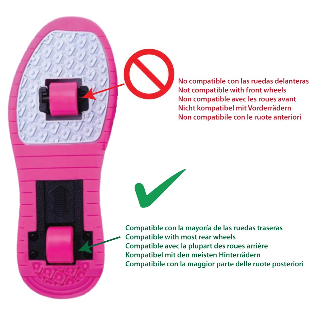 Ruote posteriori di ricambio per scarpe sportive con ruote automatiche. 2 ruote rosa pallido