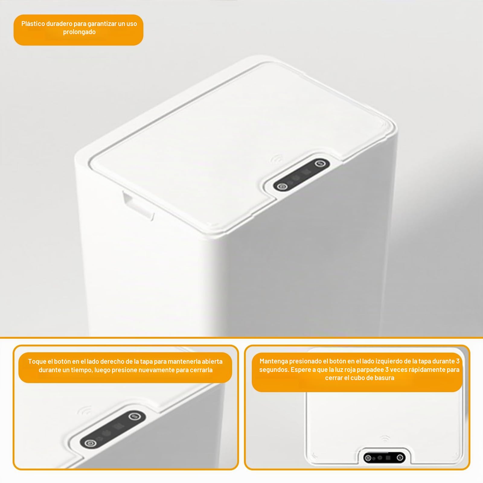 15L Papelera Inteligente con Sensor Recargable Cubo Automático,Papelera de baño con Sensor Inteligente,IPX5 impermeable para Cocina Salón y Baño Contenedor Doméstico Silencioso