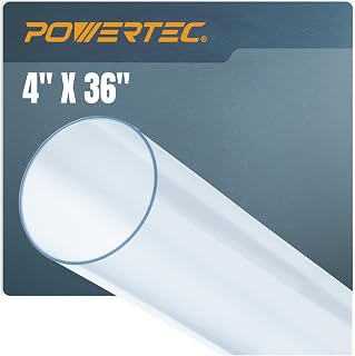 POWERTEC 4" Clear PVC Dust Collection Pipe 36" Long Rigid Tubing for Woodworking Vacuum Systems (70272W)