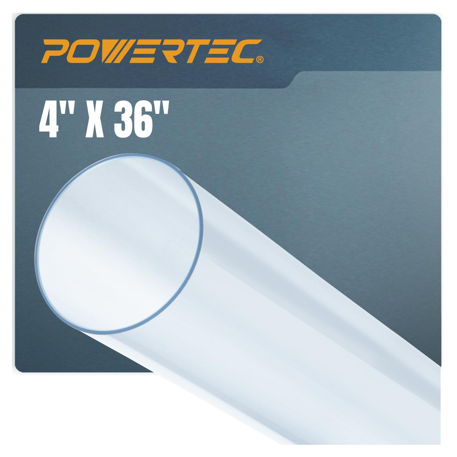 POWERTEC Clear PVC Pipe 4" x 36" Long, 1PK Rigid Plastic Tubing, Round Tube Compatible w/Dust Collection Fittings, Hose for Woodworking Tool, Dust