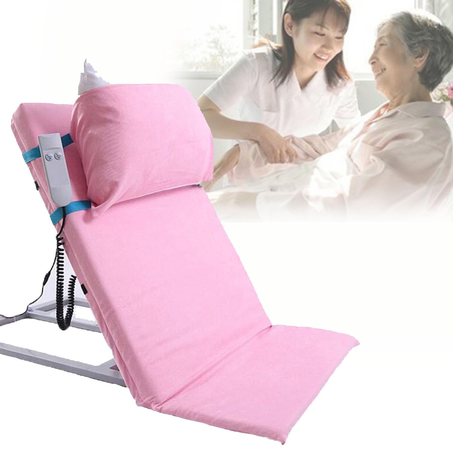 Schienale Letto Sollevabile per Anziani,Sollevatore Cuscino Elettrico Regolabile,per Pazienti Anziani Feriti,Sedia per Schienale Sit-Up per Supporto per Schiena Lombare del Collo,Pink