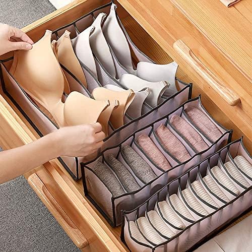 Zhongtou Foldable Draw Organizer Fabric Drawer Organisers Underwear Grey Sock Organiser Dividers for Bra Baby Clothes Scarf Tie Scarves Handkerchiefs