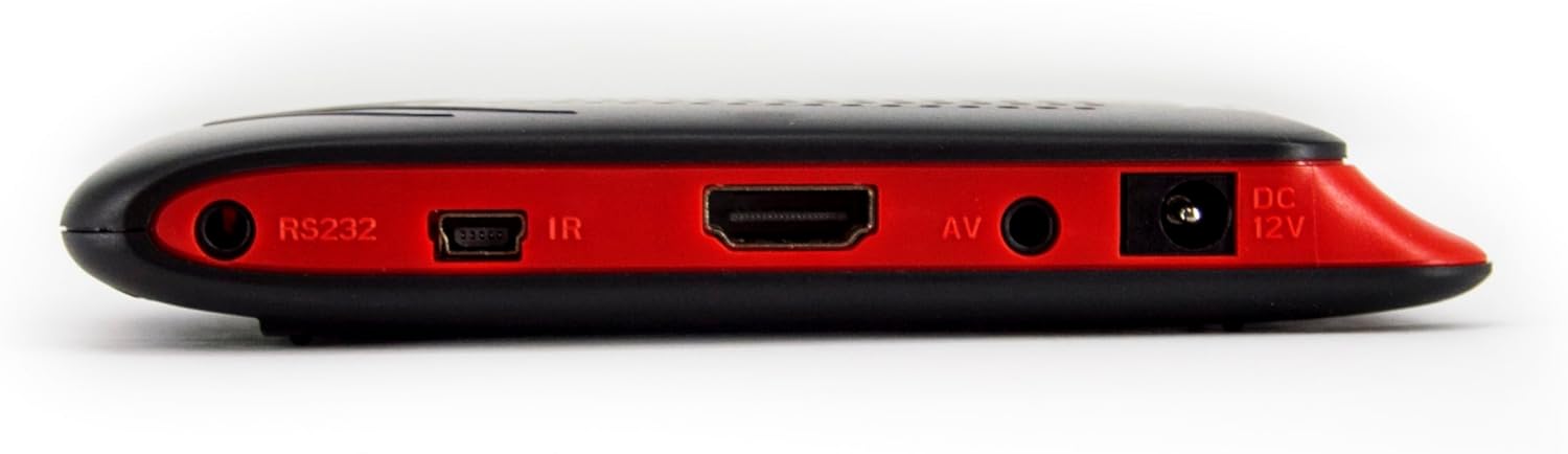 Other side panel of the Premium X Mini HD FTA 220S Satellite Receiver, showing RS232, IR, HDMI, AV, and DC 12V ports.