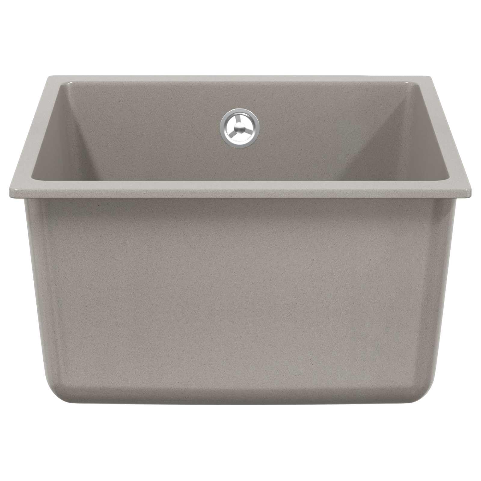 Fregadero empotrable gris 370 x 460 mm con 80% cuarzo y 20% resina, fregadero de granito con desagüe, juego de accesorios y sifón para cocina, lavadero, exterior y camping