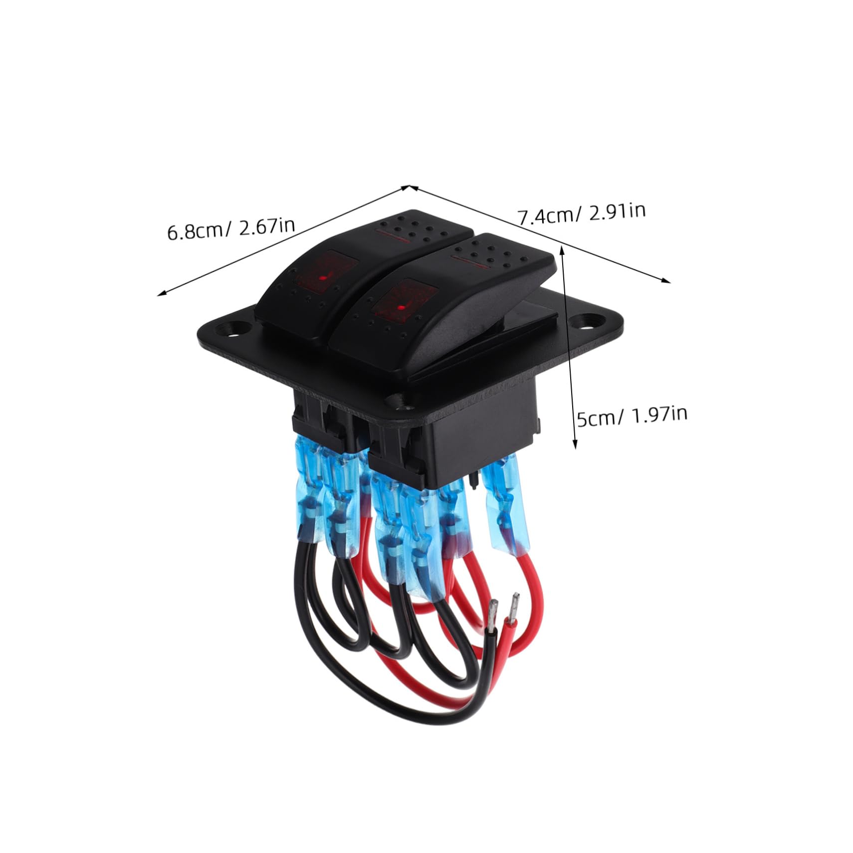 CORHAD Aluminum Waterproof 2 Gang Rocker Switch Panel Led Lights Multi-Device Control for Marine Automotive