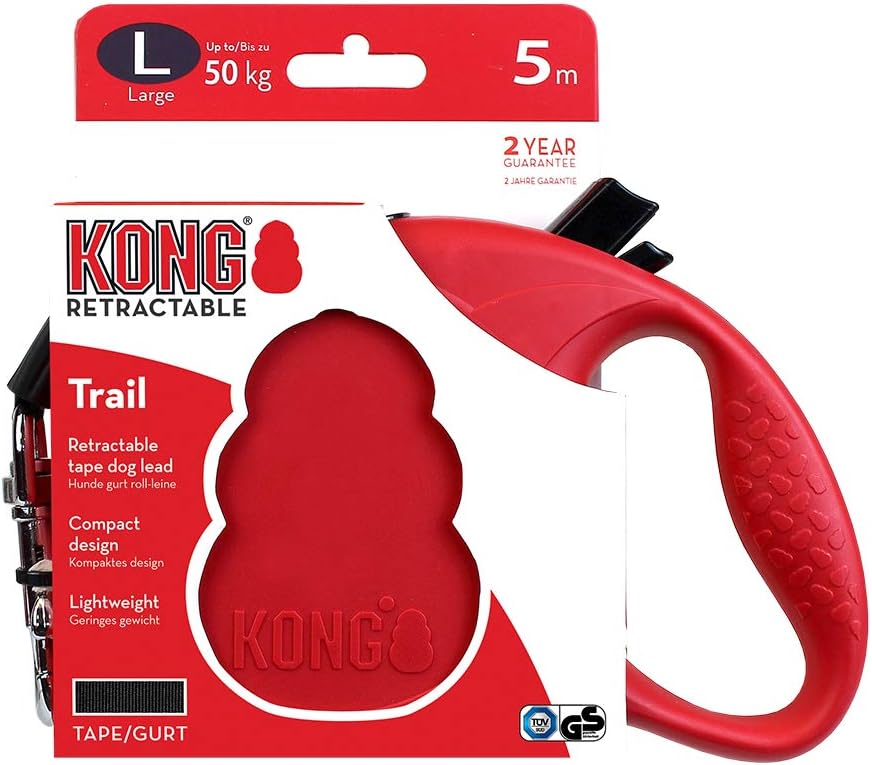 Alcott Kong Retractable Trail, Large, Red, 16' Long