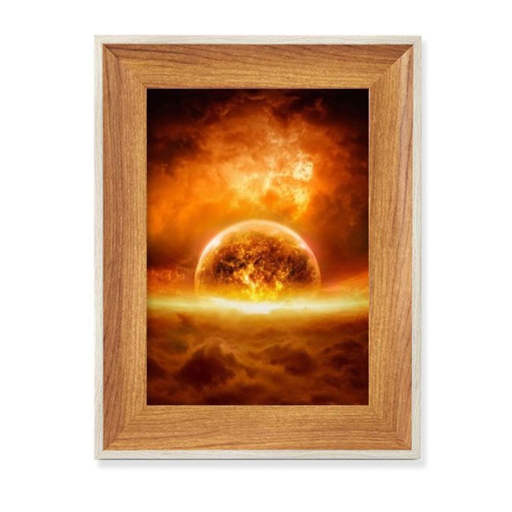 Cadre photo en bois planète rouge et or idée cadeau originale